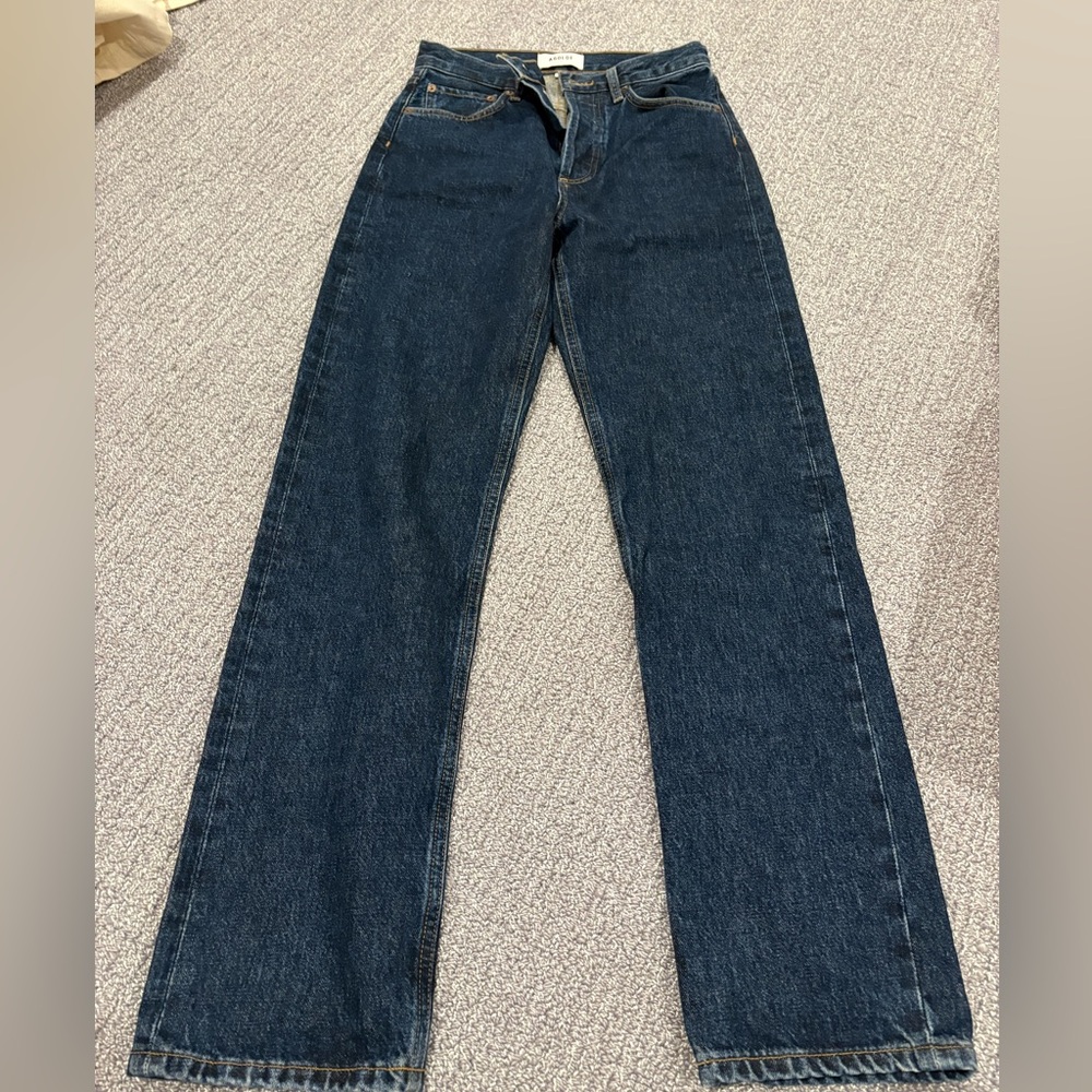 Agolde Dark Blue Straight Leg Jeans